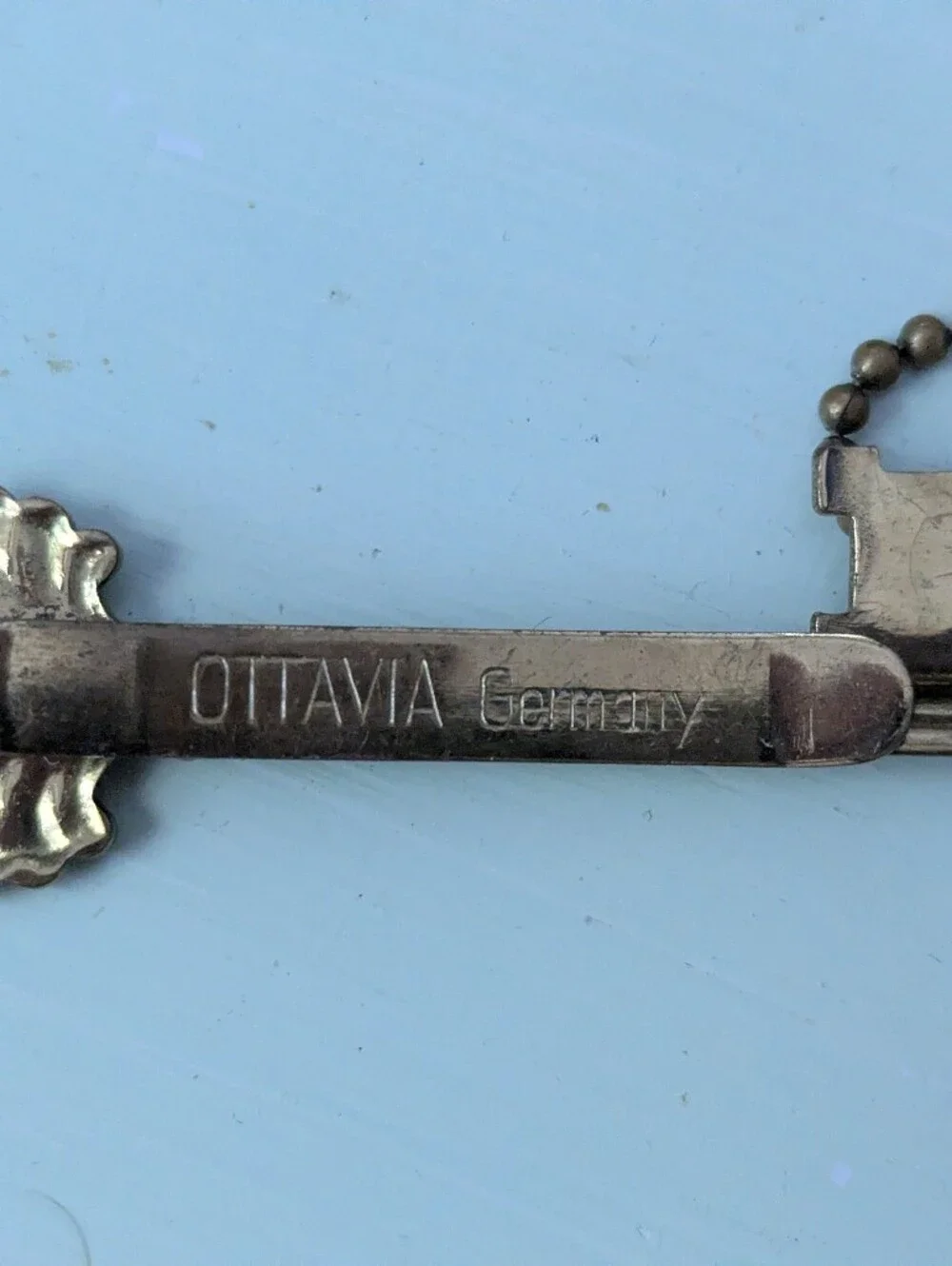 Vintage OTTAVIA Germany brass skeleton Key Tie Clip/Money Clip